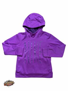 Nike Dri-Fit Girls Large Athletic Pullover Purple Graphic Hoodie Sweatshirt